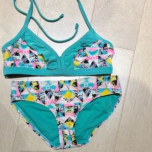 Xhilaration Teal and Multicolor Kids Bikini set